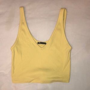 Yellow ribbed crop top || Zara